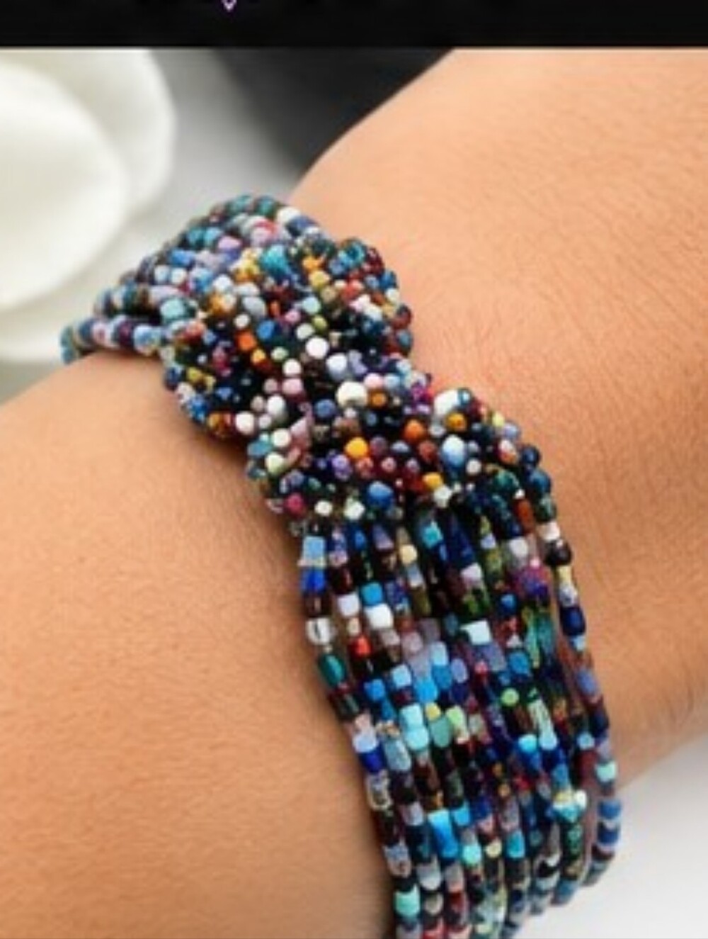 HANDMADE Multi Strand Seed Bead Bracelet Magnetic Clasp Colorful Artisan Glass